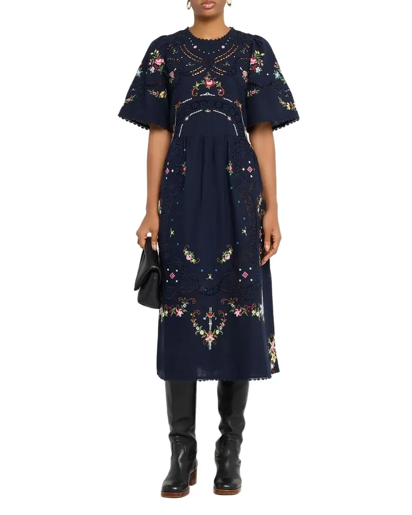 Sea Edwina Embroidered Midi Dress