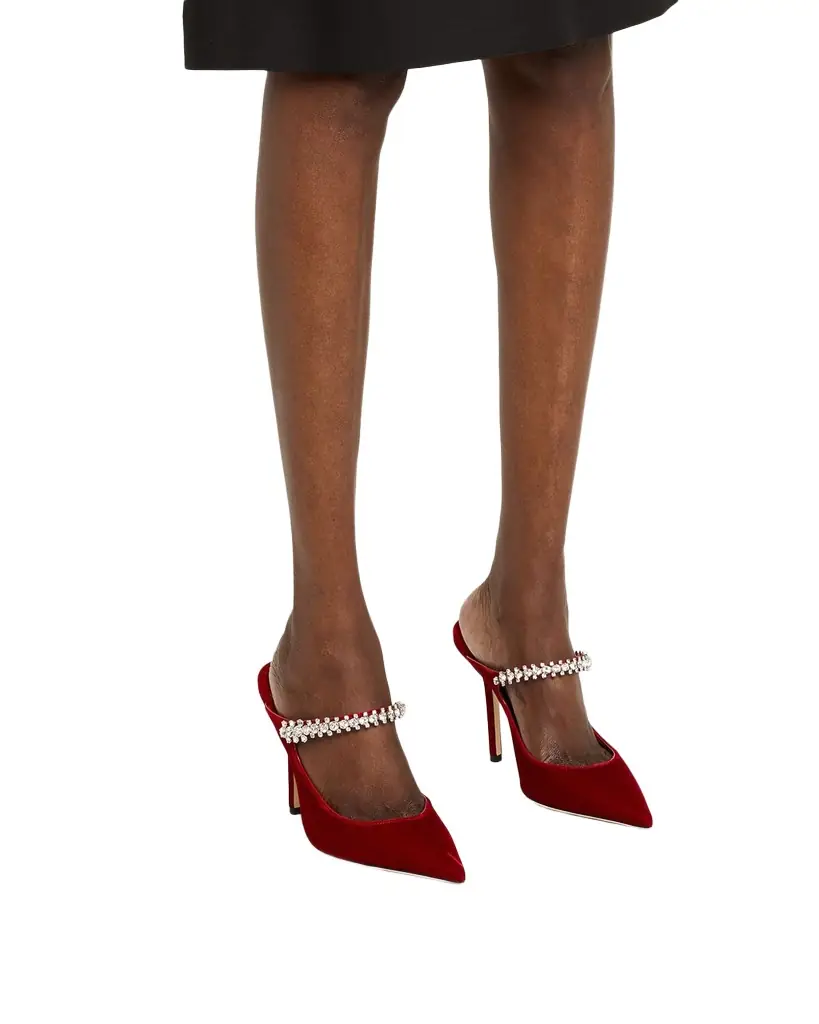 Jimmy Choo 100mm Bing Embellished Velvet Mule Pumps
