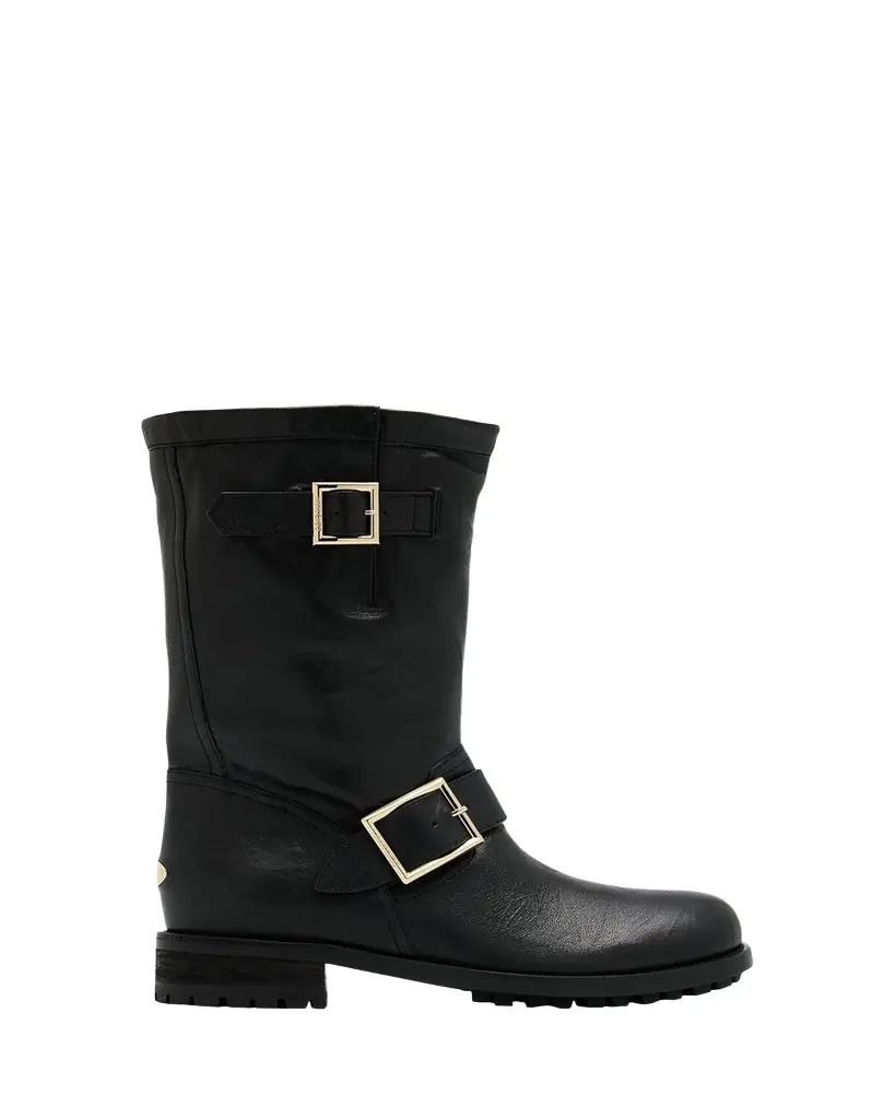 Jimmy Choo Biker Mid Leather Mid-Calf Boots