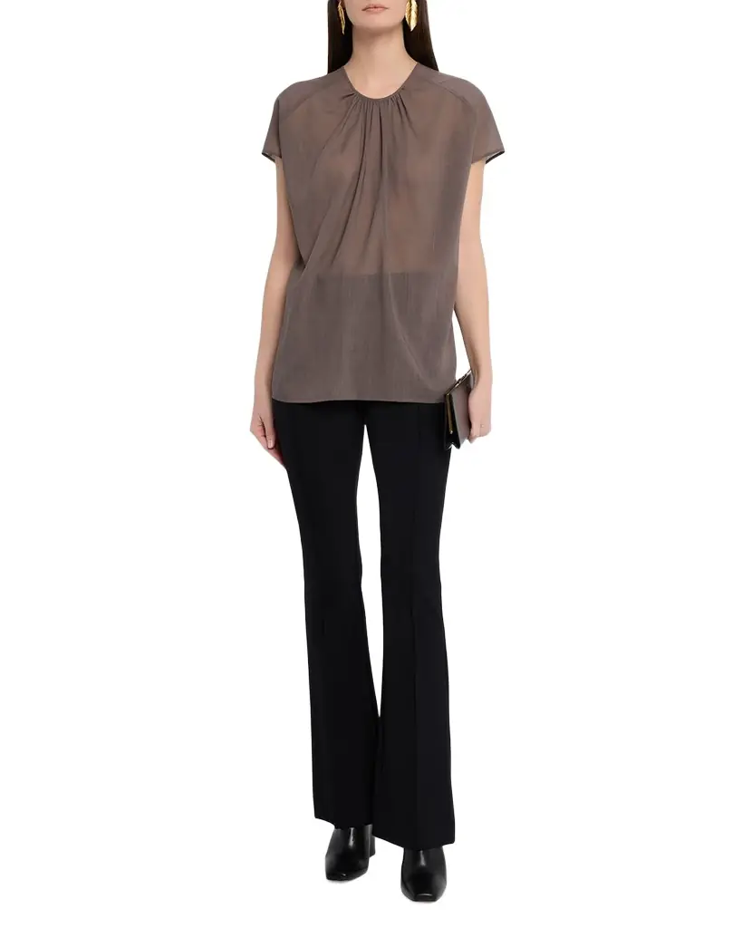 Joseph Broca Raglan-Sleeve Sheer Ruched Blouse