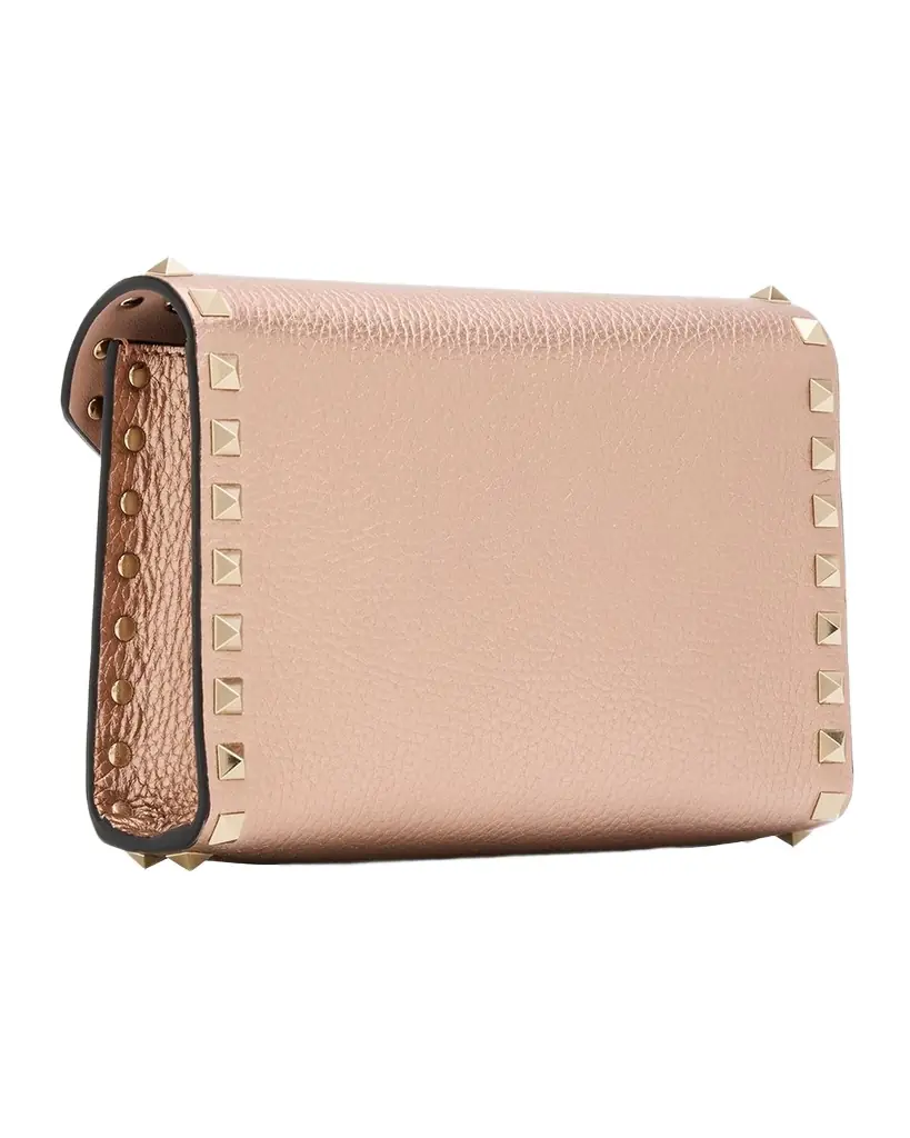 Valentino Garavani Rockstud Metallic Calfskin Leather Mini Clutch Bag