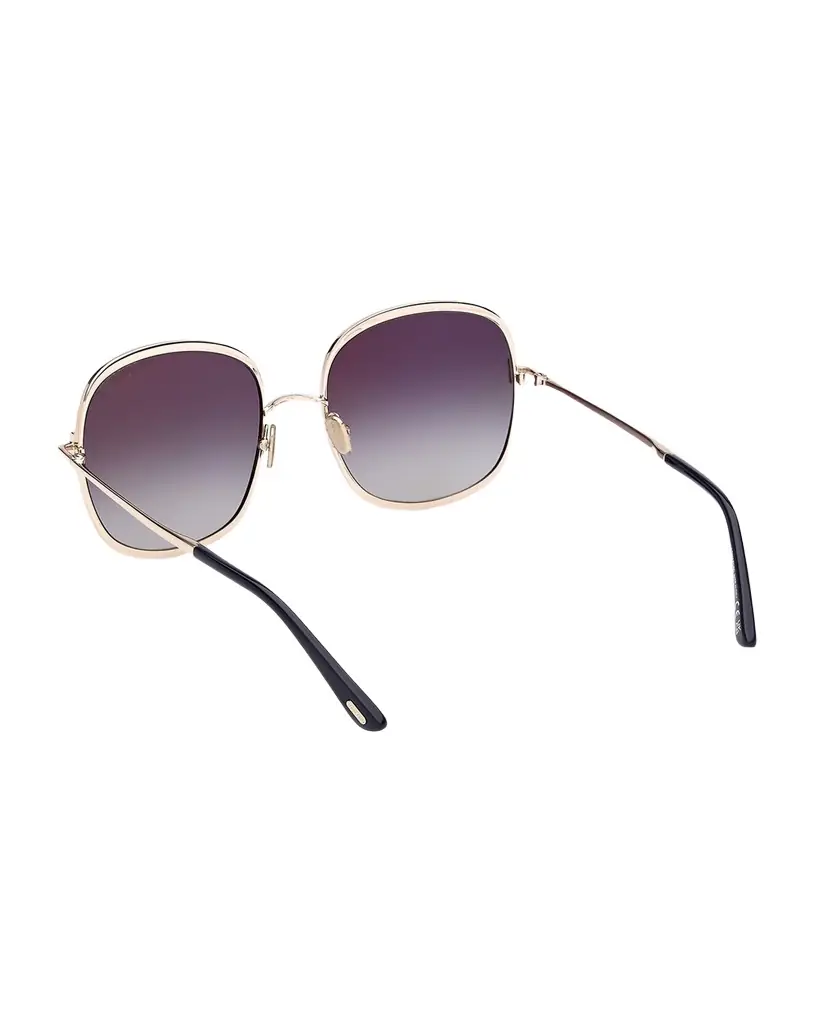 TOM FORD Sofia 57mm Metal Round Sunglasses