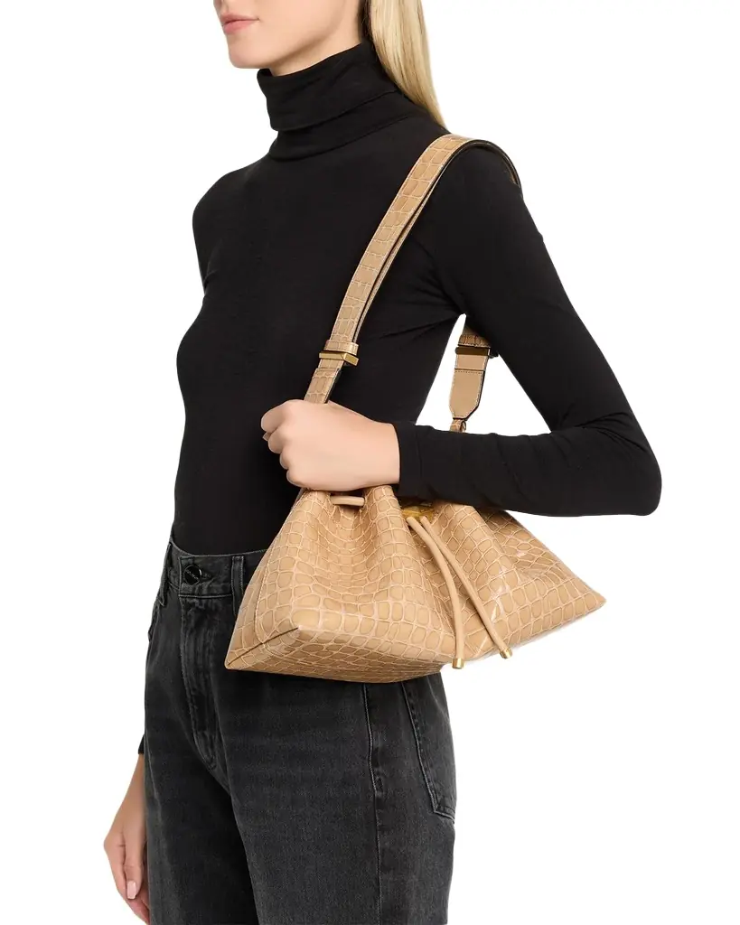 Jimmy Choo Bon Bon Croc-Embossed Leather East-West Bucket Bag