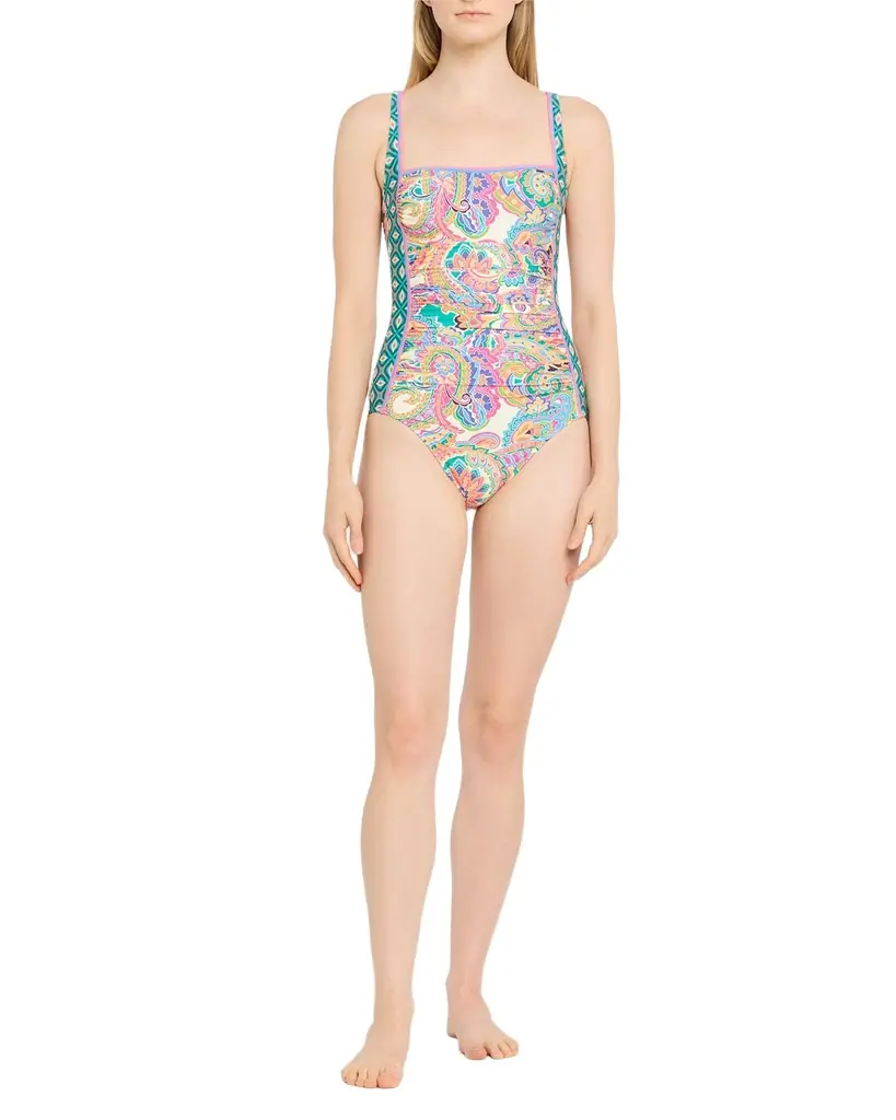 Johnny Was Marilyn Ruched One-Piece Swimsuit