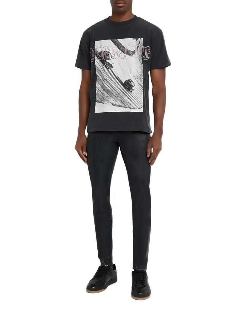 PURPLE Men 's Cotton Studded-Logo Graphic T-Shirt