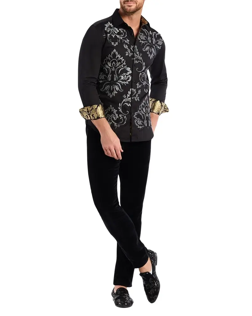 Robert Graham Men 's Lion 's Shadow Embroidered Button-Down Shirt