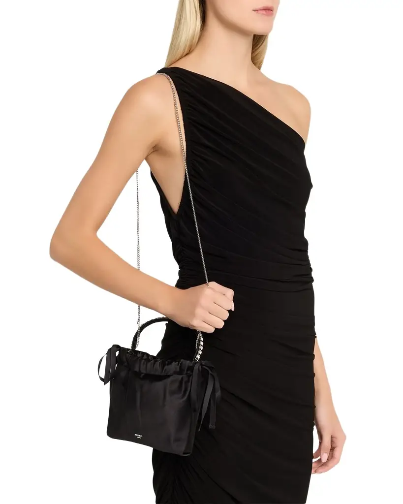 Jimmy Choo Mini Bow-Embellished Satin Top-Handle Bag