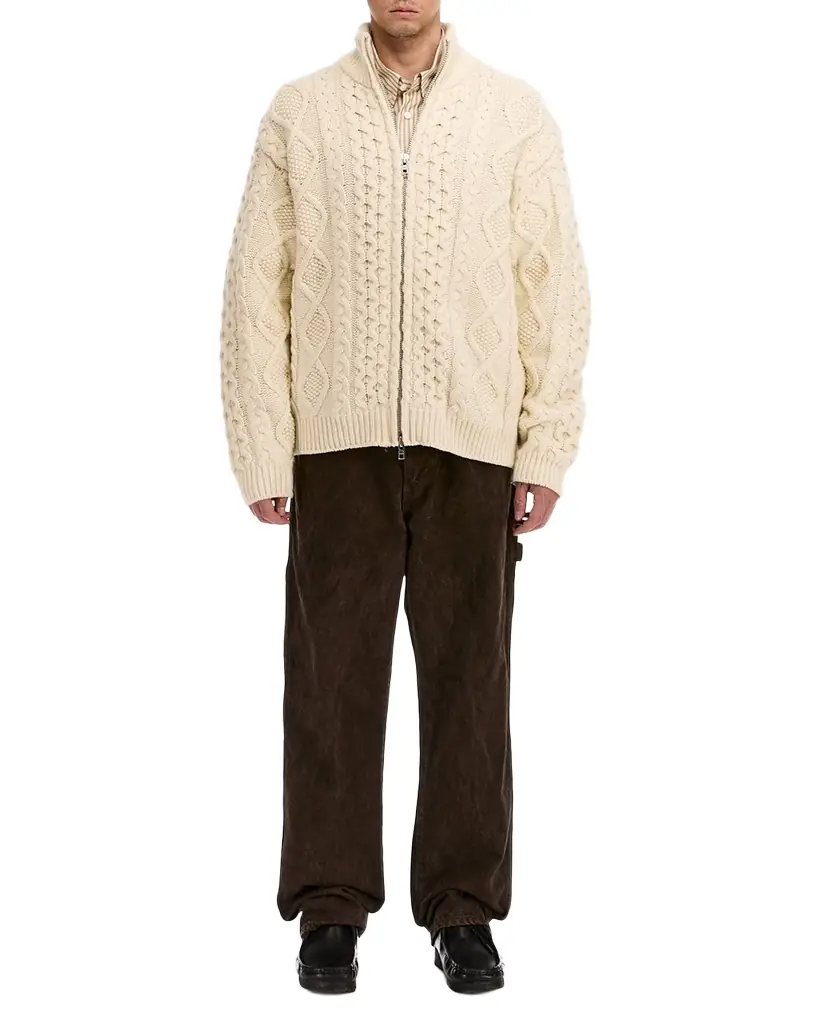 vowels Men 's Cable-Knit Zip-Up
