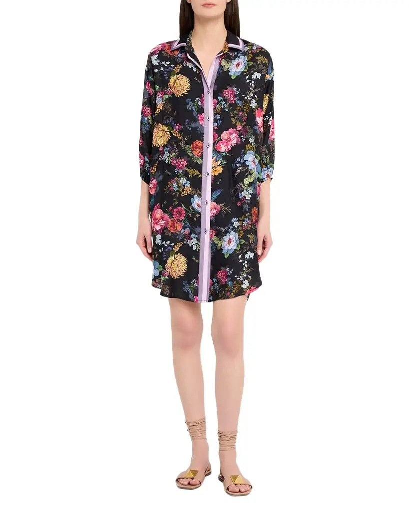 Johnny Was Baccara Floral Shirtdress Coverup