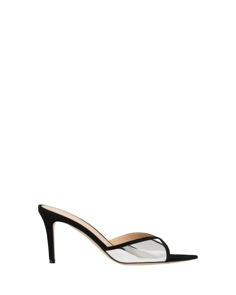 Gianvito Rossi 85mm Shiny Leather and Suede Pointed-Toe Mules Sandals