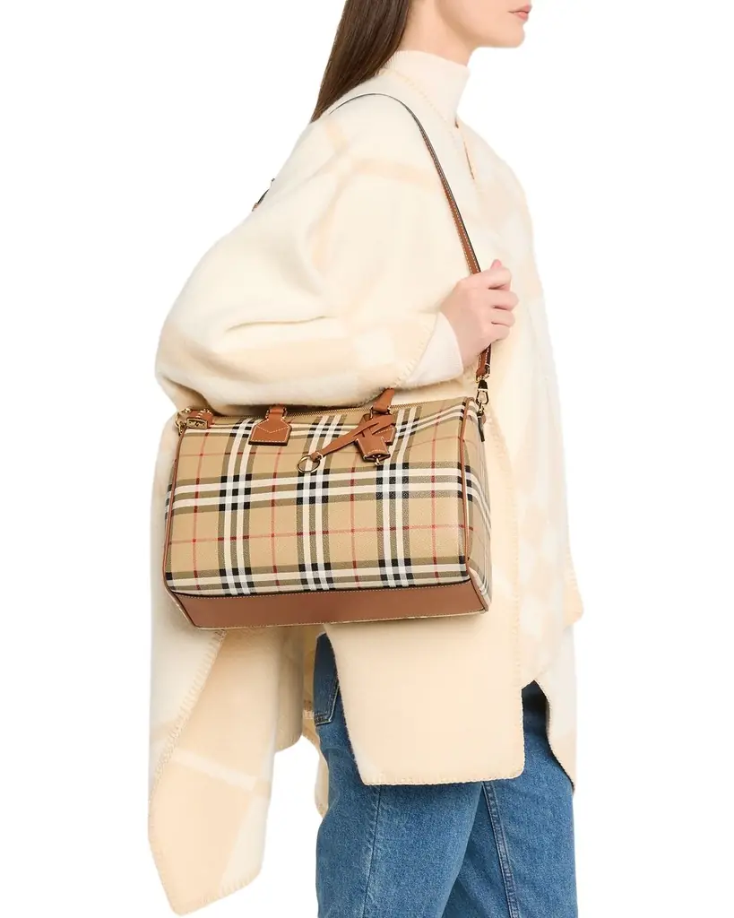 Burberry Medium Coated Check Bowling Shoulder Bag