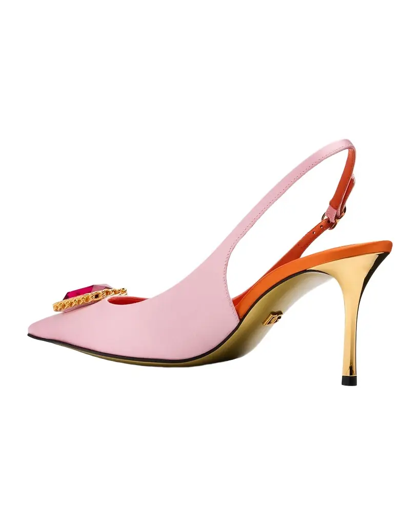 Dolce & Gabbana 75mm Crystal Satin Slingback Pumps