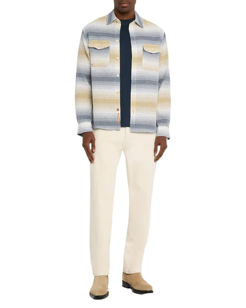 Scotch & Soda Men 's Waffle Structure Cotton Stripe Overshirt