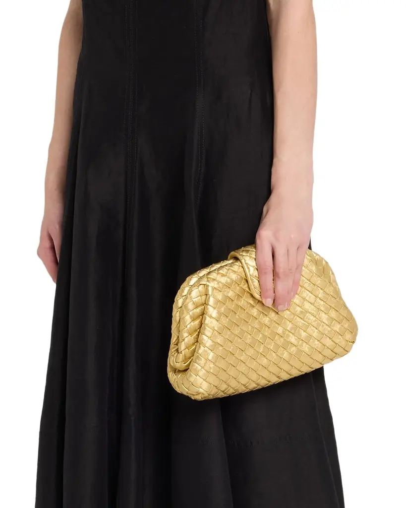 Bottega Veneta Lauren 1980 Small Laminated Leather Clutch Bag