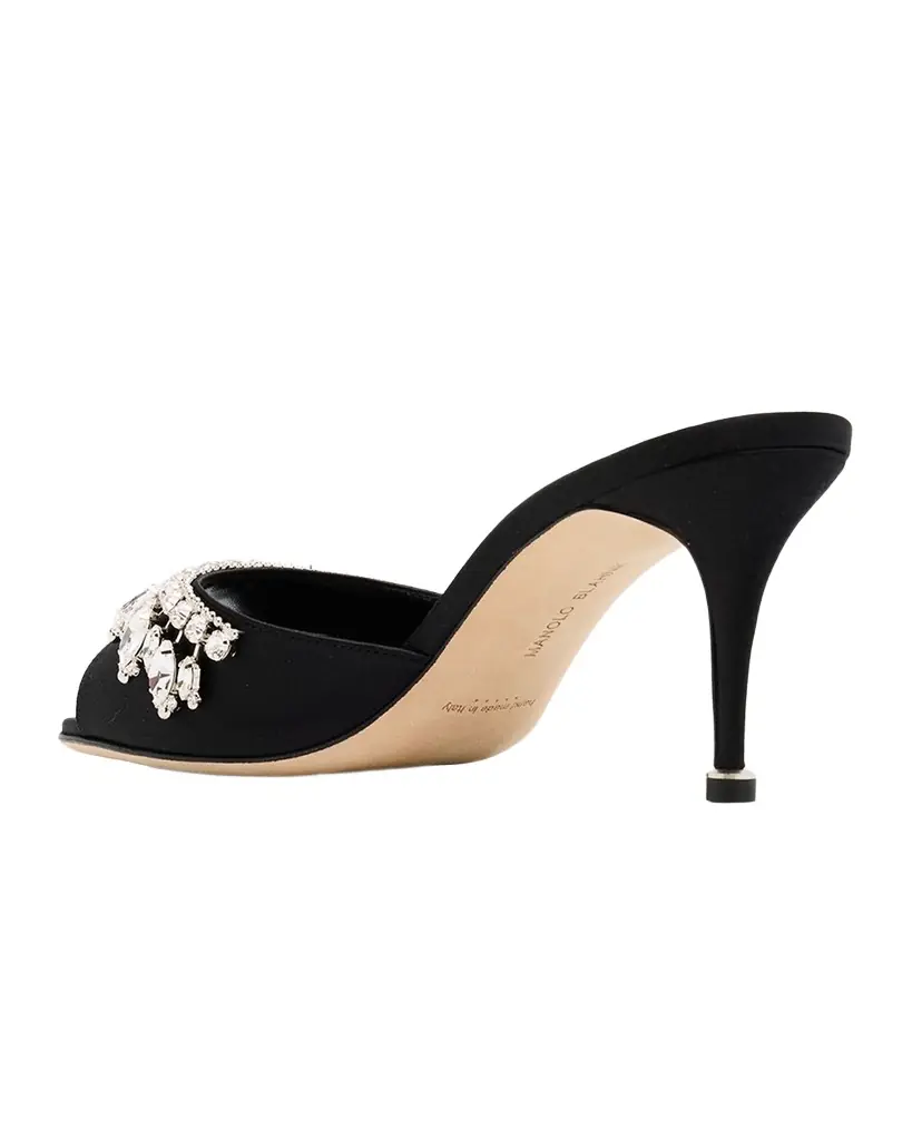 Manolo Blahnik 50mm Tulimu Embellished Satin Mules