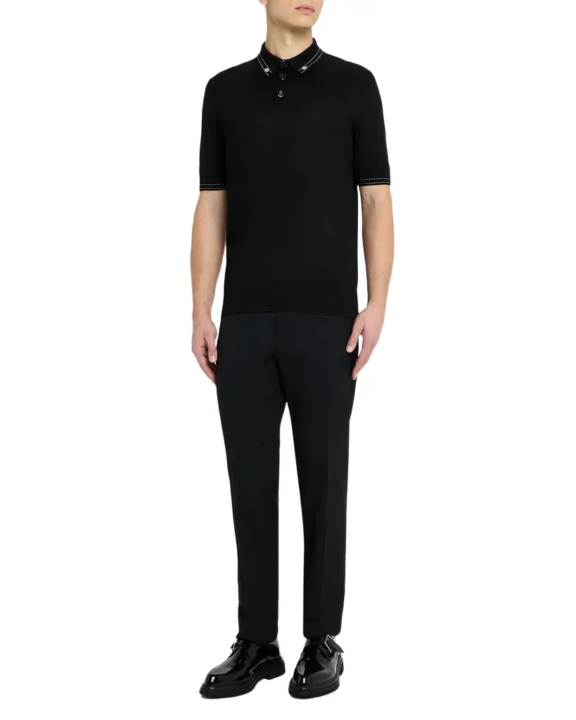 Dolce & Gabbana Men 's Silk Knit Polo Shirt