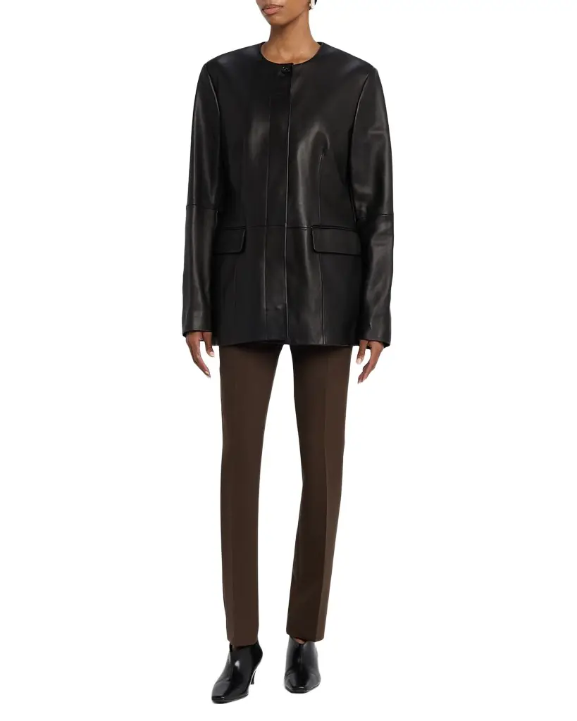 Toteme Collarless Leather Jacket