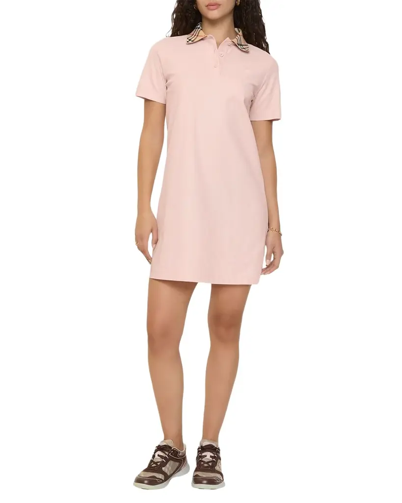 Burberry Iris Check Collar Short-Sleeve Mini Dress