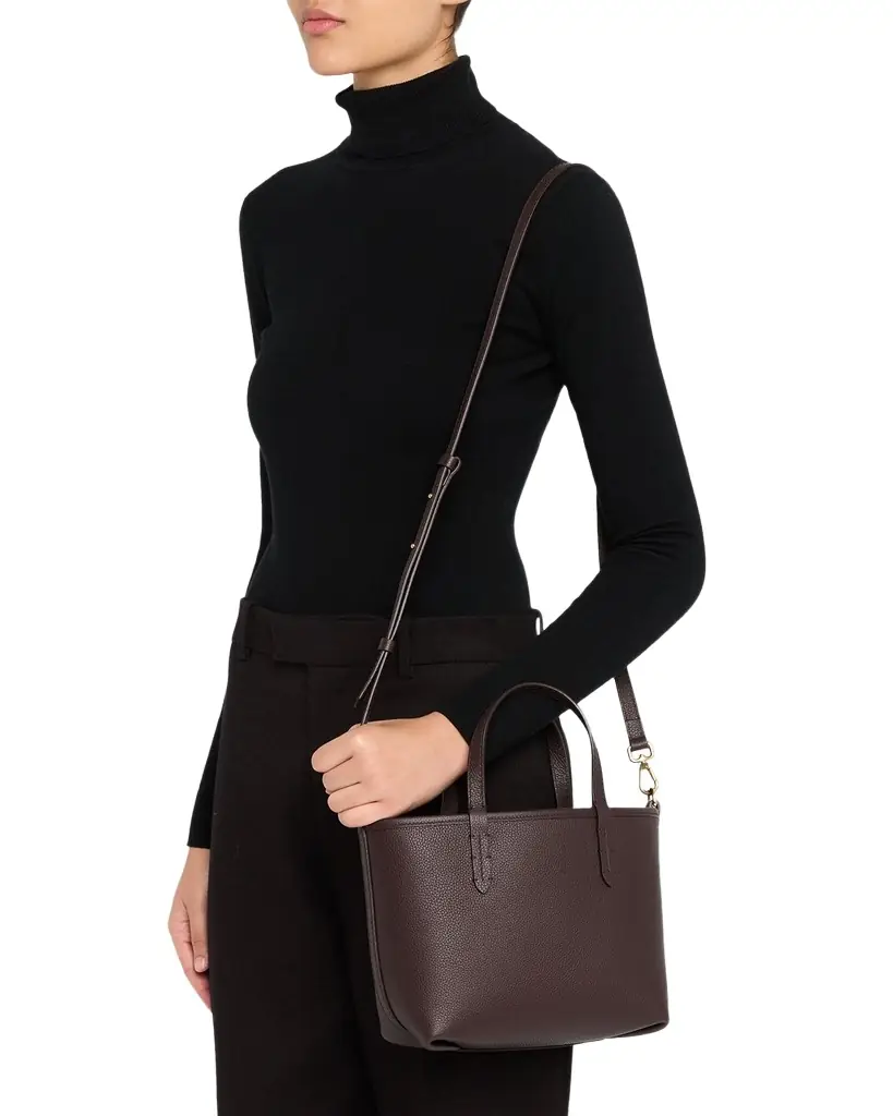 Burberry Mini Reversible Check & Leather Tote Bag