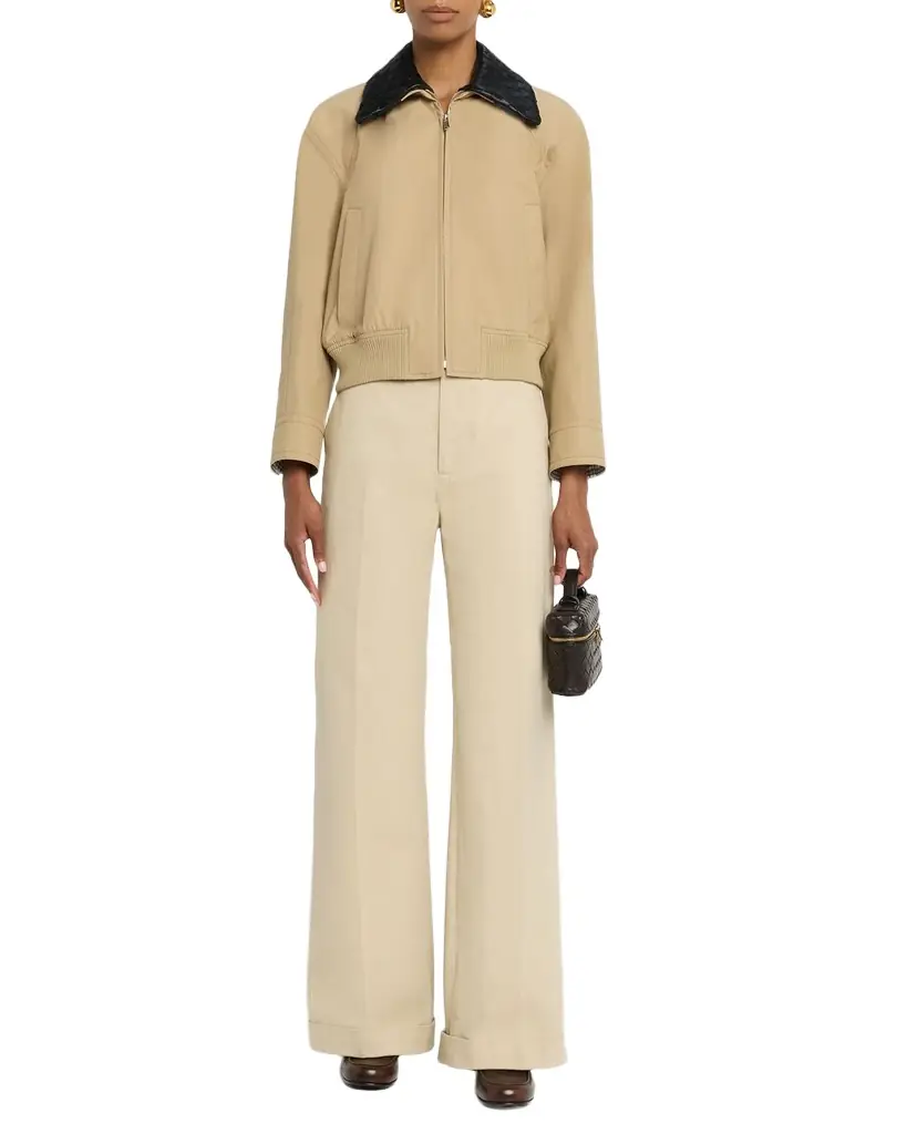 Bottega Veneta Cotton Twill Blouson with Intrecciato Collar