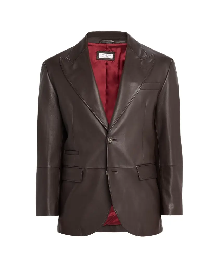 Brunello Cucinelli Men's Matte Calfskin Peak apel Blazer