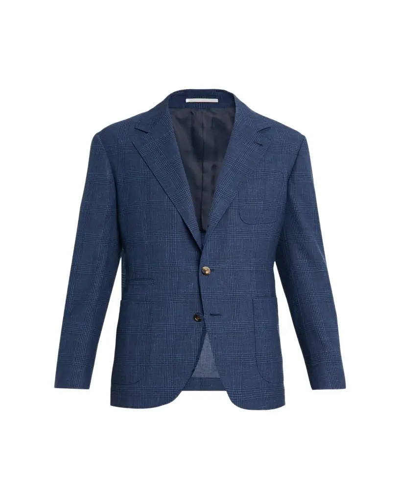 Brunello Cucinelli Men's Glen Plaid Single-Breasted Suit Jacket
