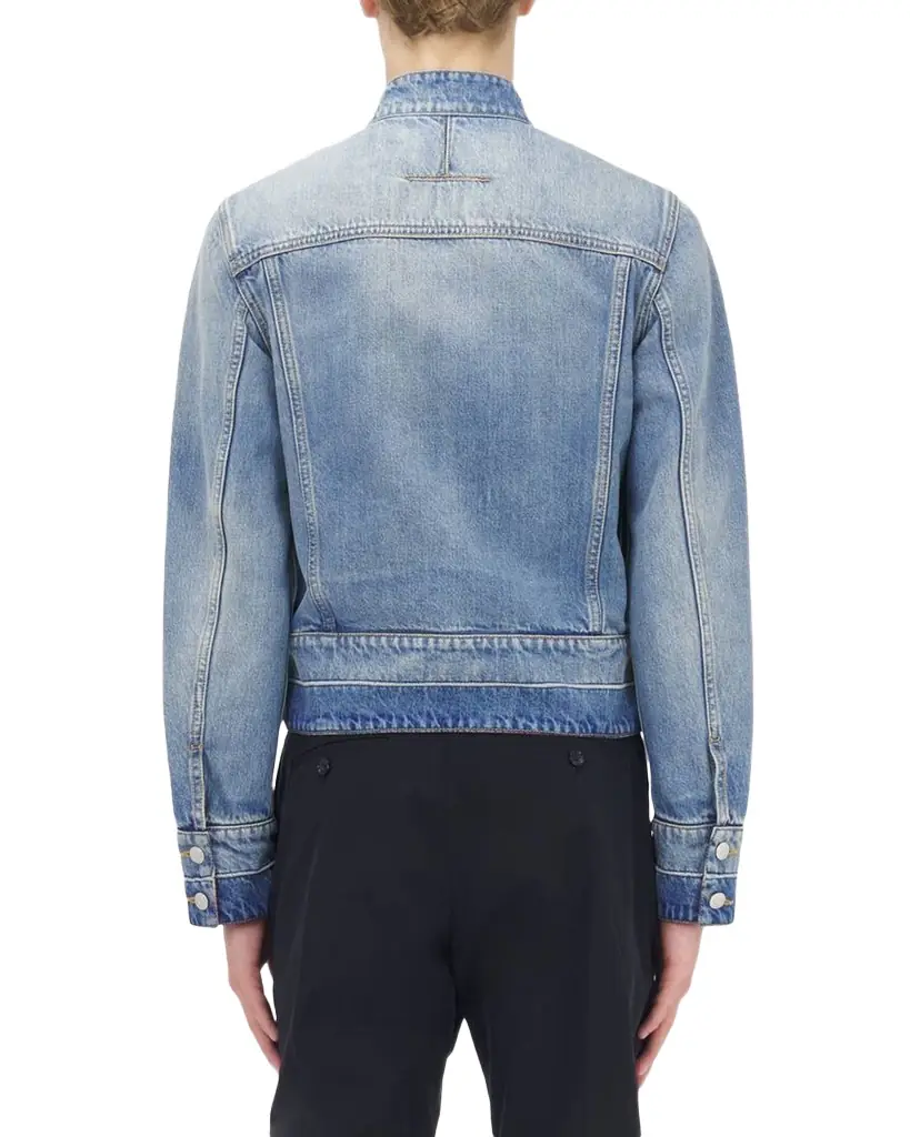McQueen Men 's Band-Collar Denim Jacket