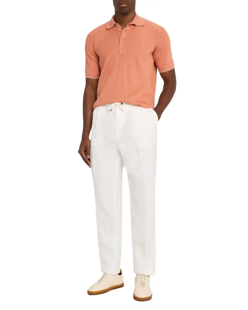 Brunello Cucinelli Men 's Dyed Linen Pleated Drawstring Pants