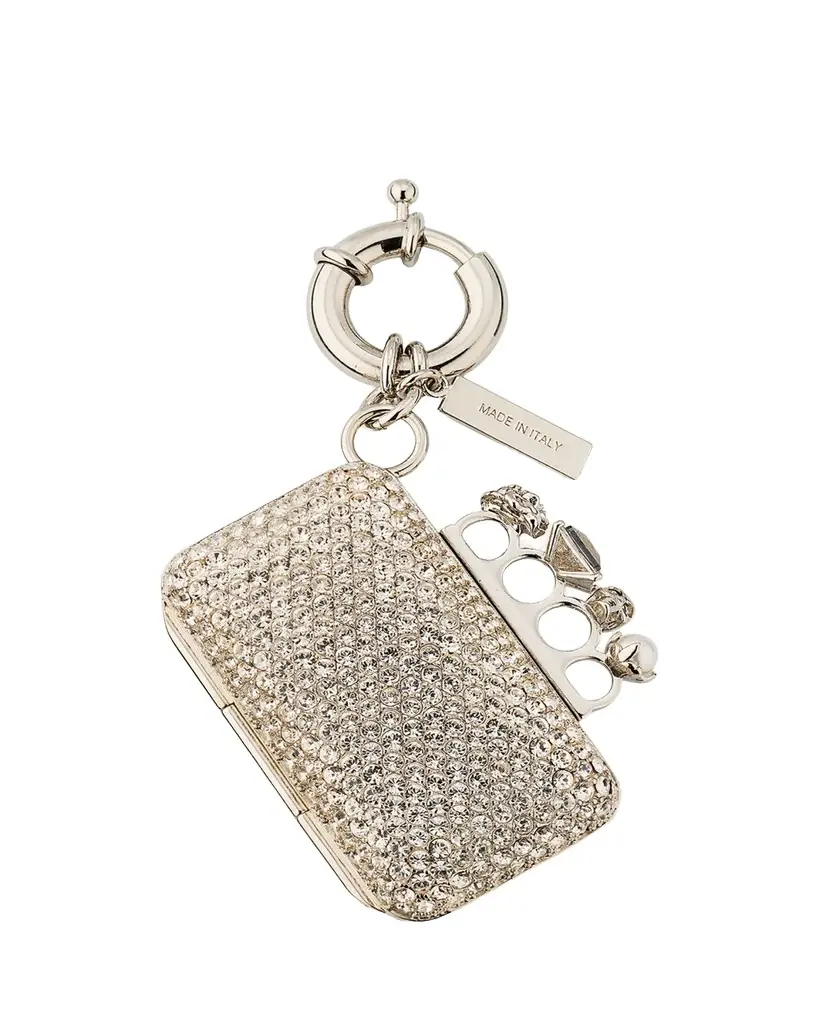 McQueen Crystal-Encrusted Knuckle Clutch Bag Charm
