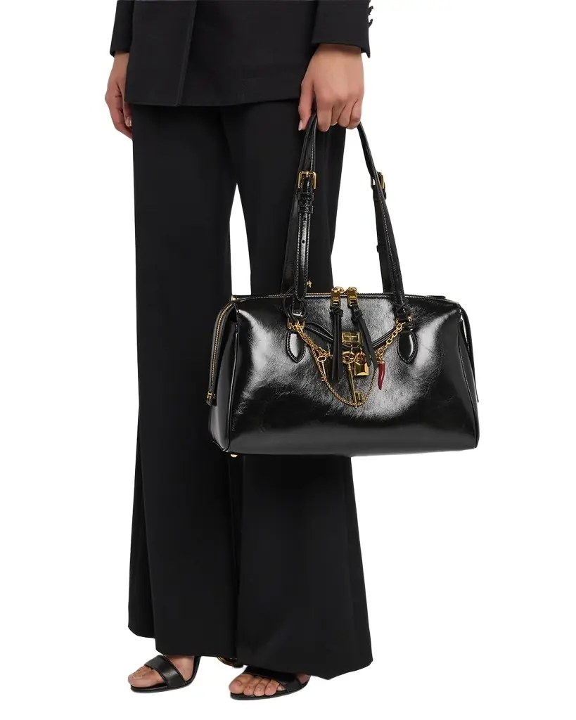 Dolce & Gabbana Charm-Embellished Leather Top-Handle Bag