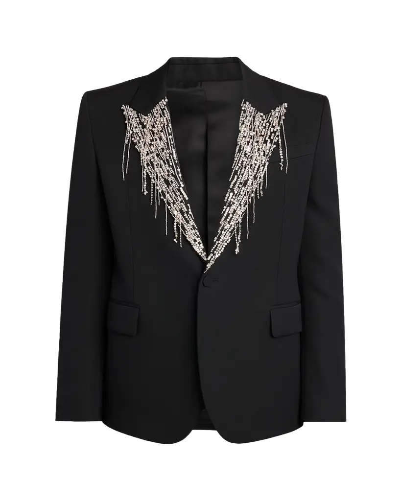 McQueen Men's Crystal Embroidery Single-Breasted Sport Coat
