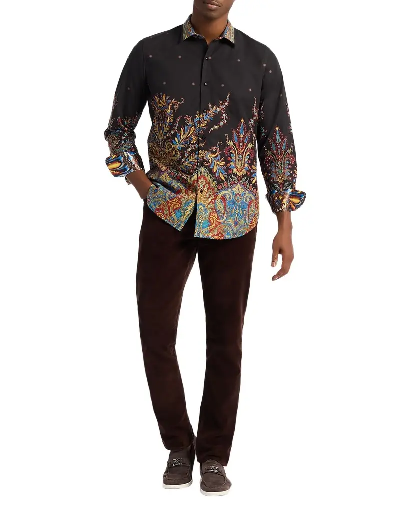 Robert Graham Men 's Cotton Taj Mahal Button-Down Shirt