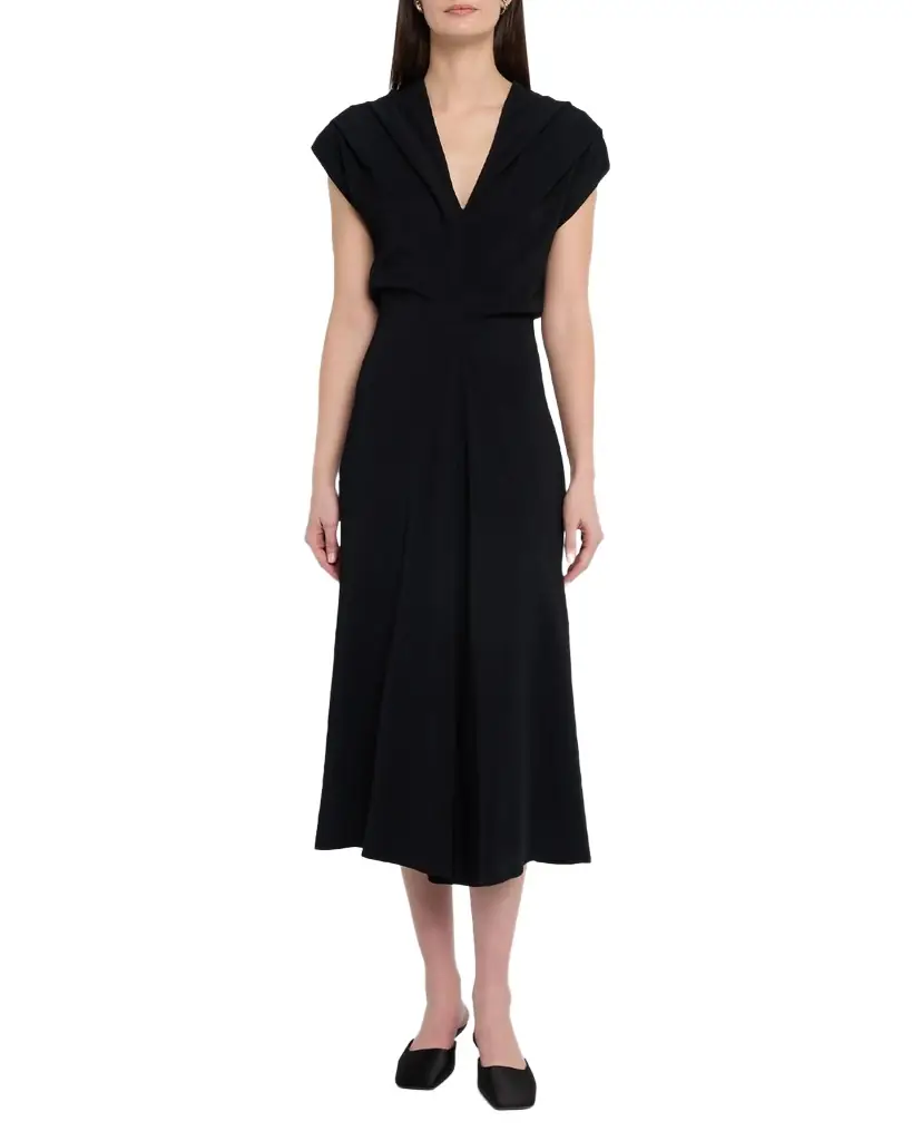 Co Banana Cut Cap-Sleeve Midi Dress
