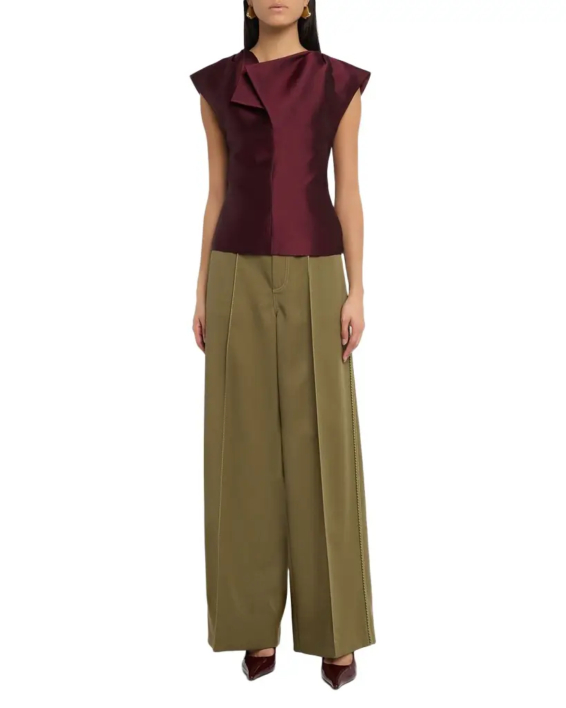 CHRISTOPHER JOHN ROGERS Silk Peel Cap-Sleeve Top