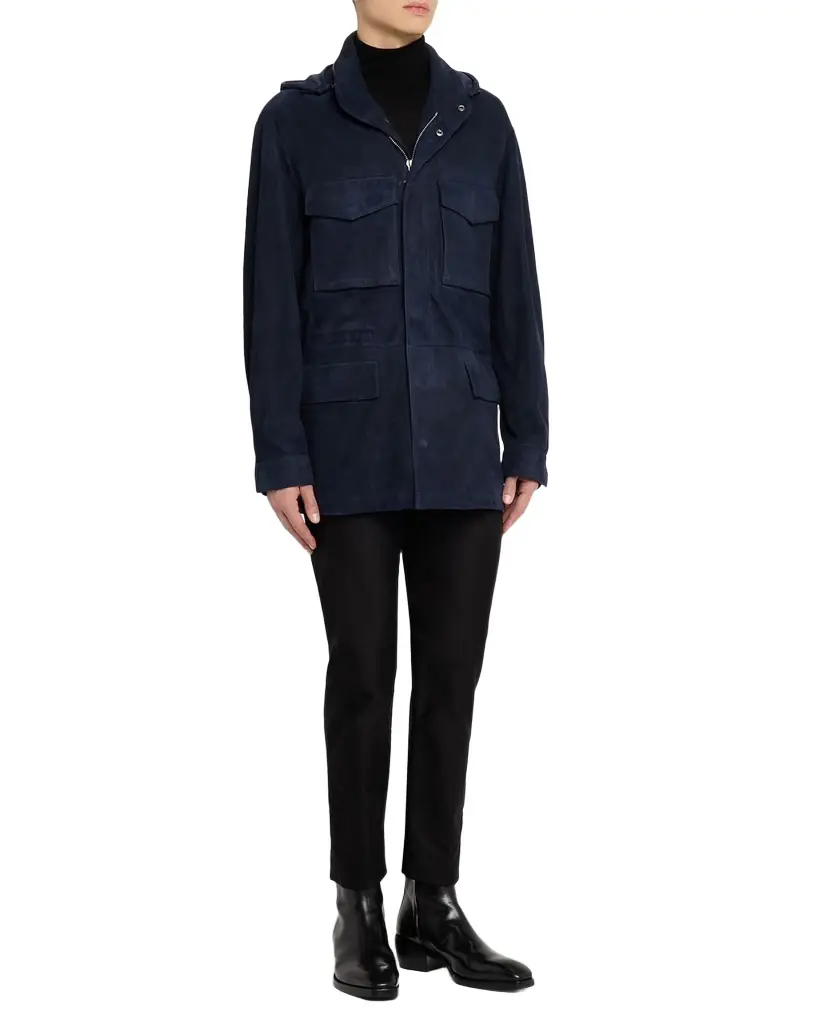 TOM FORD Men 's Suede Hooded Field Jacket