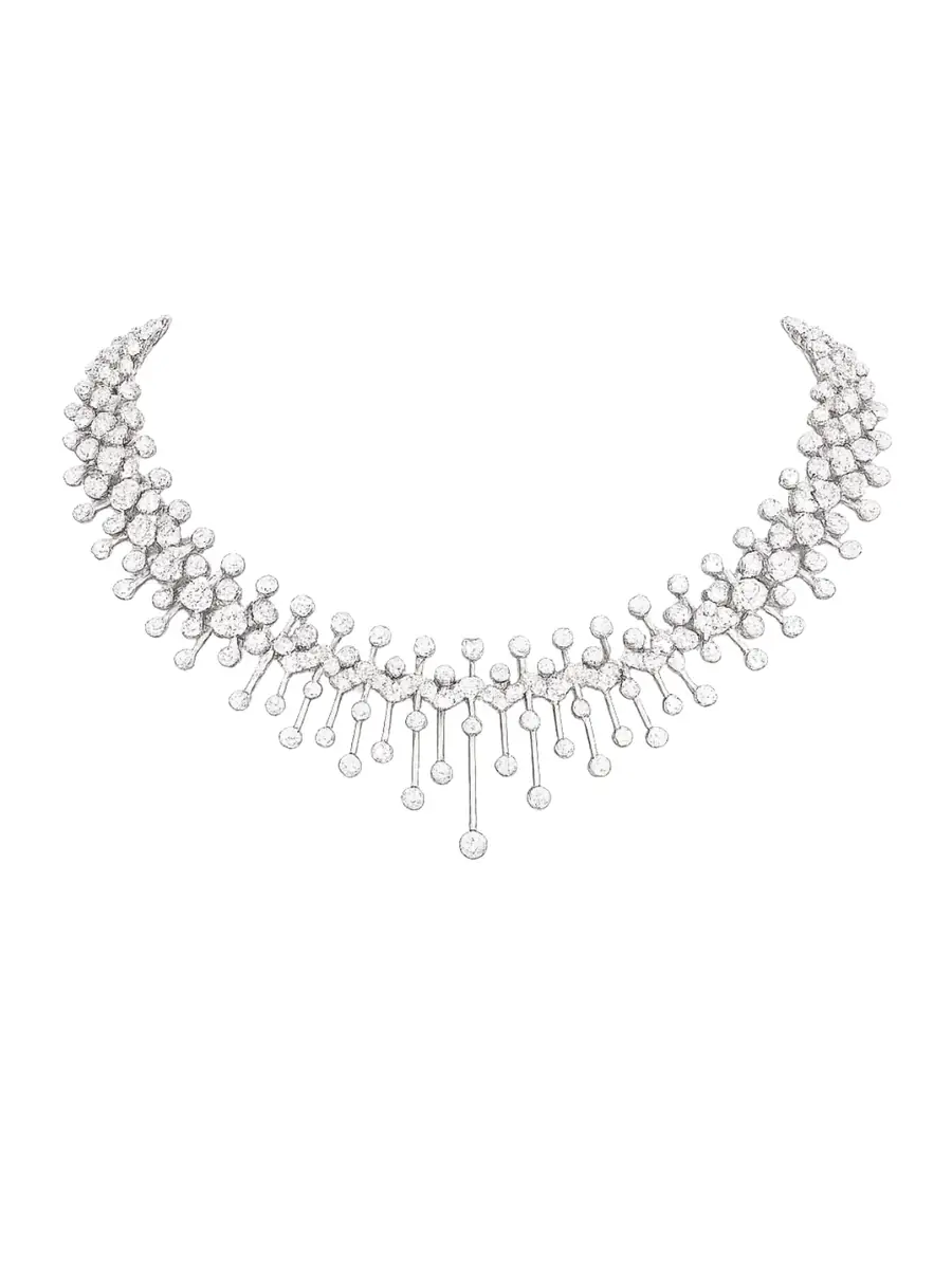 Wish Fine Jewelry 11.34ct Diamond 18K Gold Statement Floating Tennis Necklace