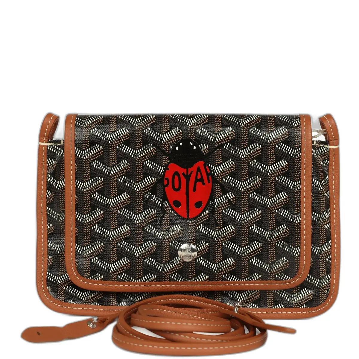 goyard Goyard Goyardine Canvas Black and Tan Ladybug Plumet Pocket Wallet Palladium Hardware