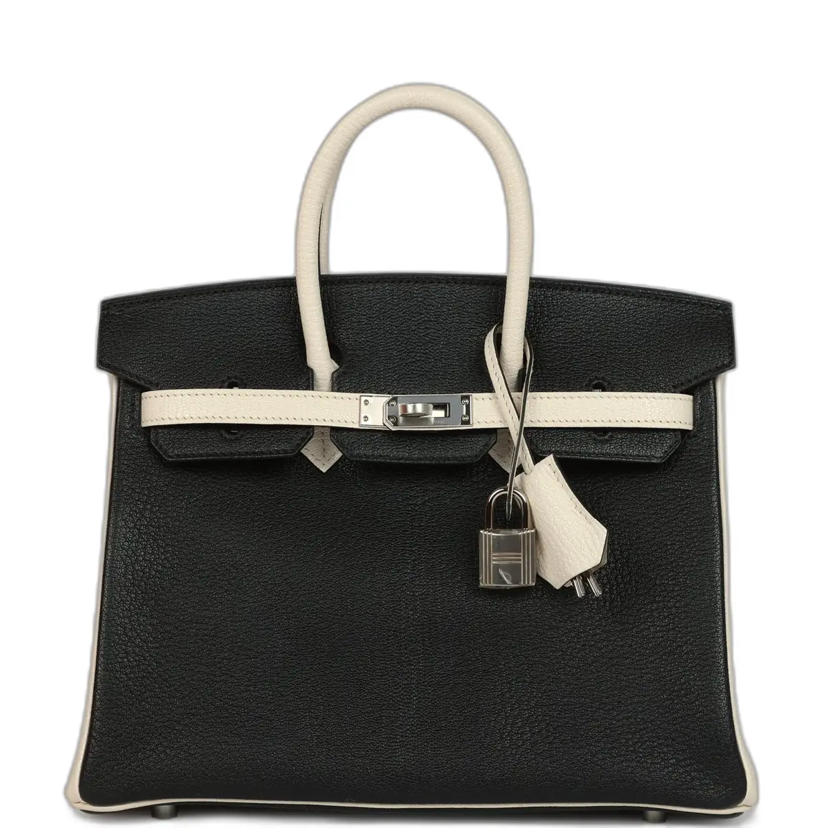hermes Hermes Special Order (HSS) Birkin 25 Bi-Color Black and Nata Chevre Mysore Palladium Hardware