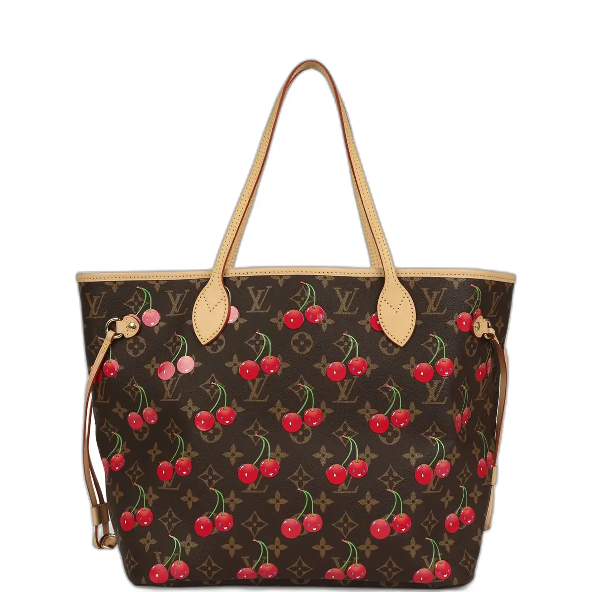 Louis Vuitton Louis Vuitton X Takashi Murakami Neverfull MM Cherry Brown Monogram Gold Hardware