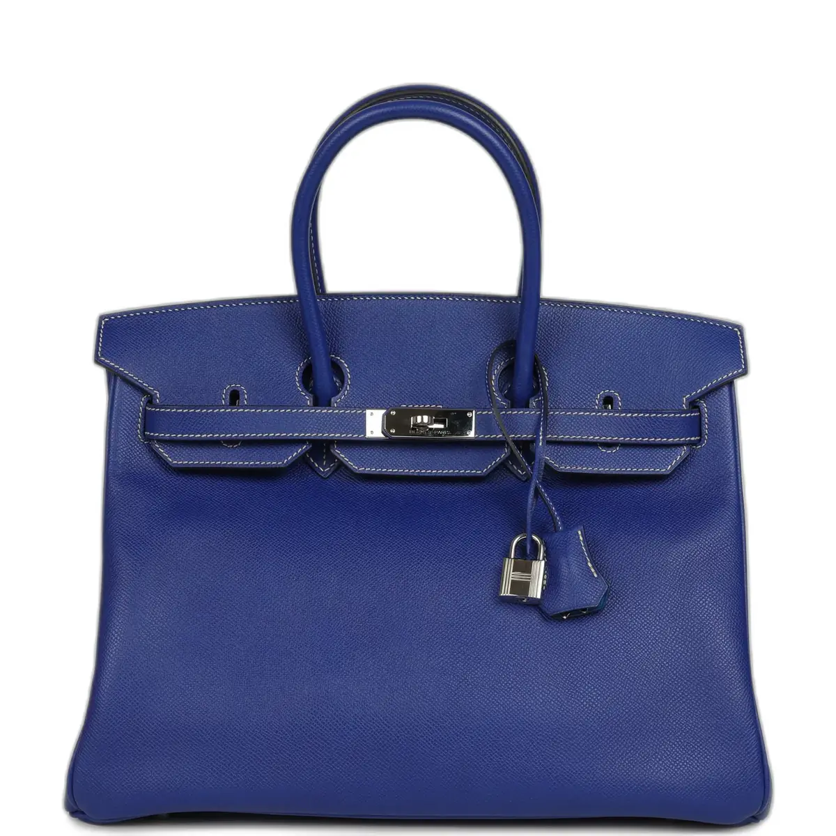 hermes Pre-owned Hermes Candy Birkin 35 Bleu Electric Verso Epsom Palladium Hardware