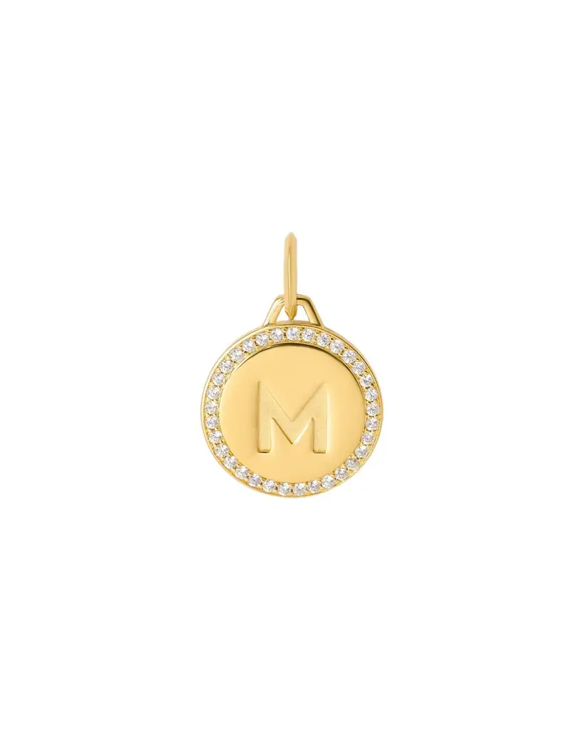 Jennifer Fisher Small Luxe Circle Charm with Pavé White Diamonds in 18K Yellow Gold