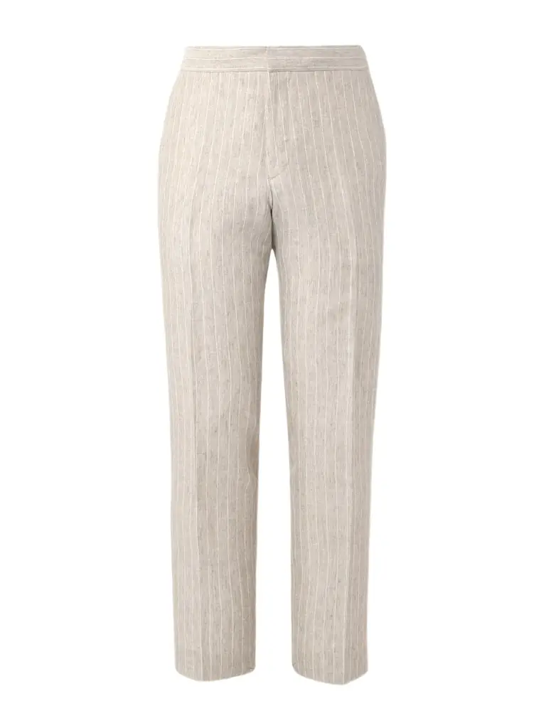MR P. James Straight-Leg Striped Linen Suit Trousers - Men