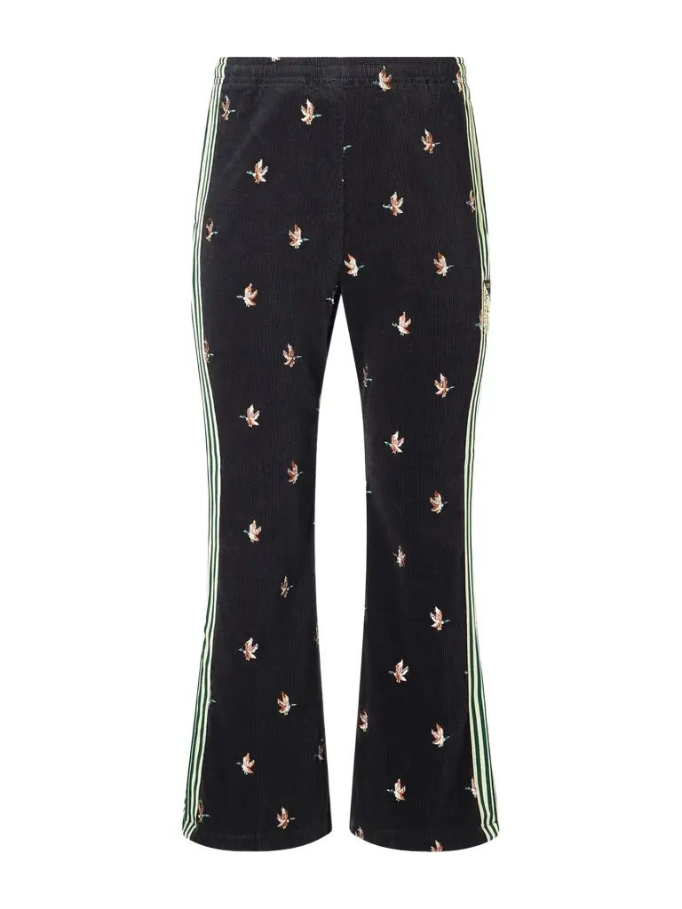 KAPITAL Cropped Flared Webbing-Trimmed Embroidered Cotton-Blend Corduroy Sweatpants - Men