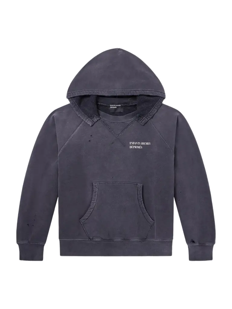 Enfants Riches Déprimés Cropped Logo-Print Distressed Cotton-Jersey Hoodie - Men
