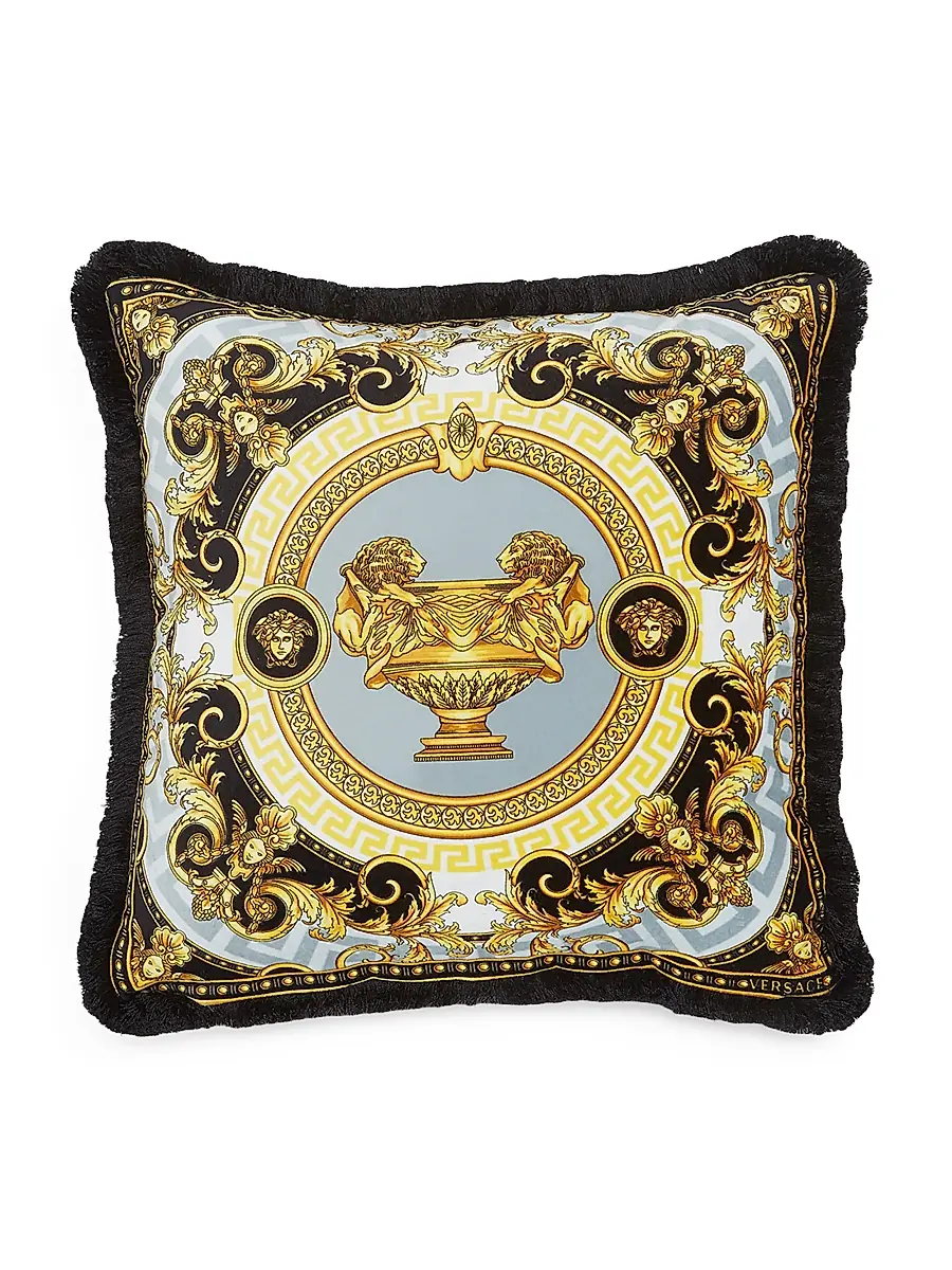 Versace Baroque Printed Cushion - Black