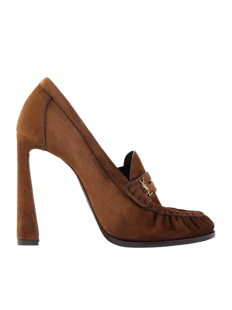 Saint Laurent Le Loafer Embellished Suede Pumps