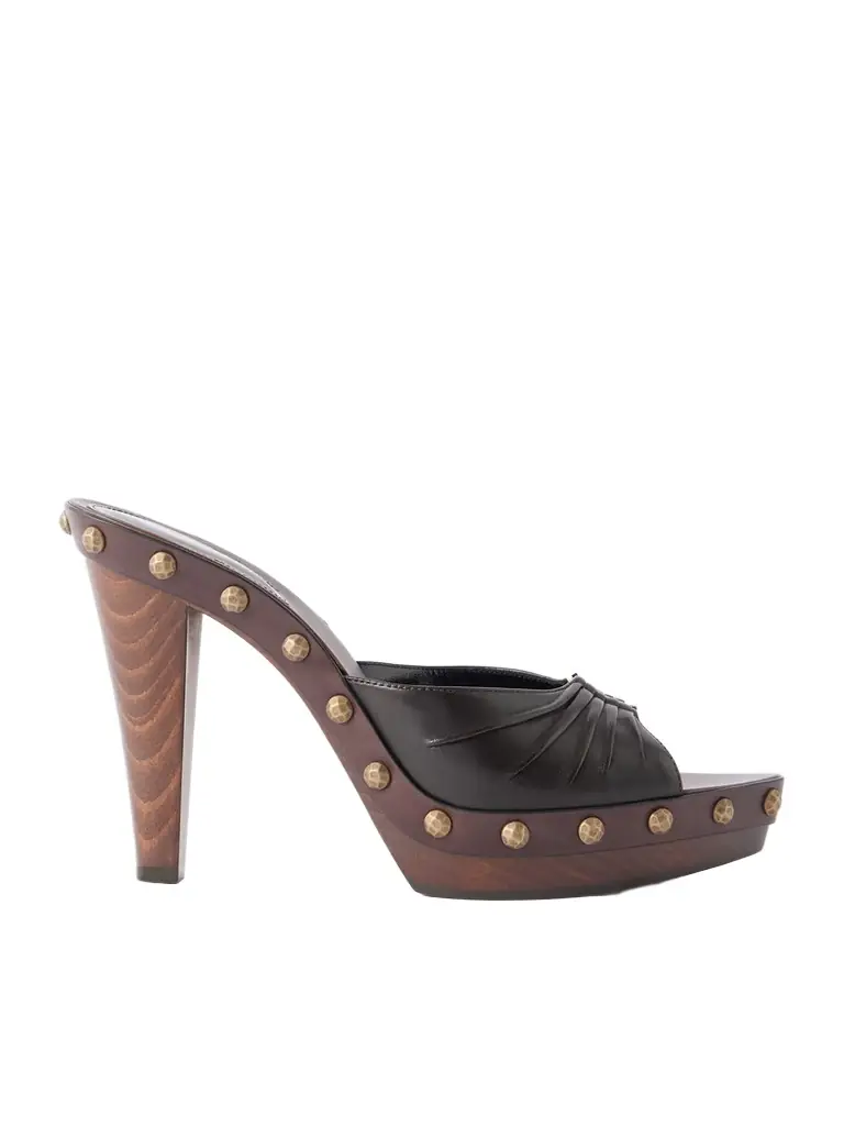 Saint Laurent Babylone Embellished Leather Mules
