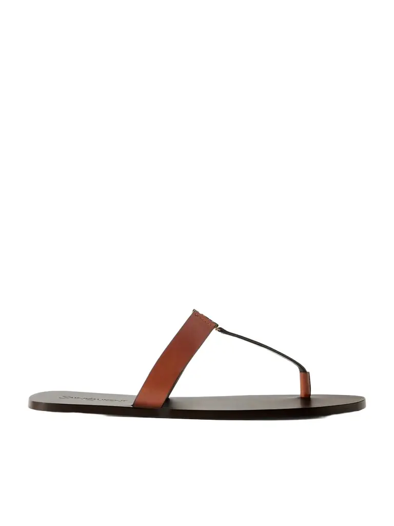 Saint Laurent Cassandra Embellished Leather Thong Sandals