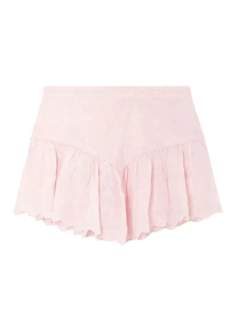 Isabel Marant Zoelia Embroidered Scalloped Cotton And Silk-blend Mini Skirt