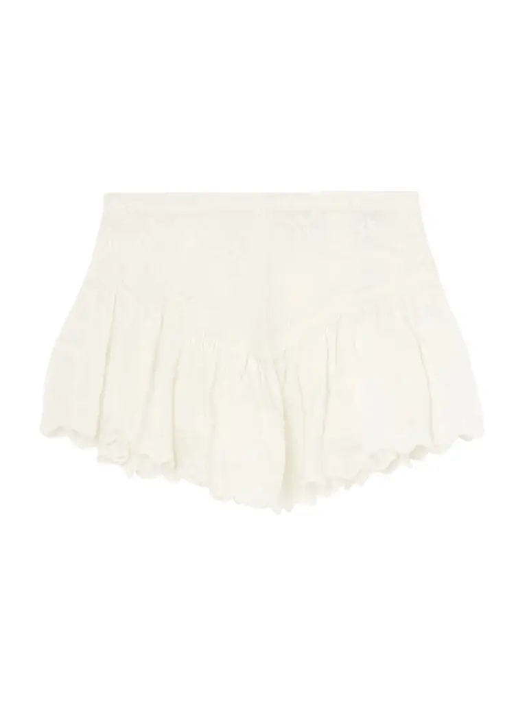 Isabel Marant Zoelia Embroidered Scalloped Cotton And Silk-blend Mini Skirt